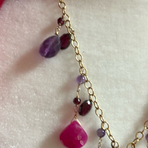 REAL Amethysts Garnet rose quarts faceted stone 14k filled - Picture 5 of 5